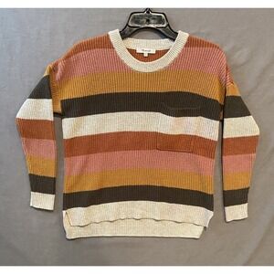 Madewell Sweater Womens XXS Multicolor Striped Shaker Knit Pocket Crewneck